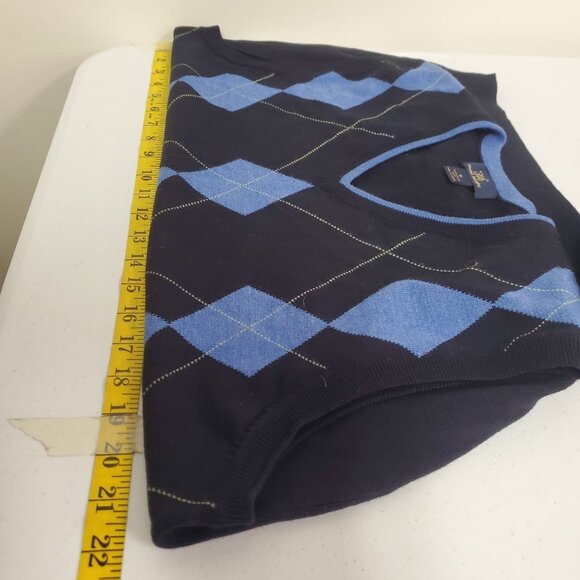 Brooks Brothers Mens Merino Wool Argyle Sweater Vest Size M Blue Preppy Layers - Picture 7 of 10